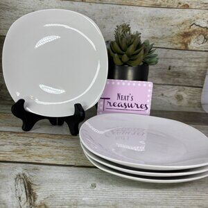 Metro Home Everyday Essentials WHITE Soft Square Porcelain Salad Plates Set of 4